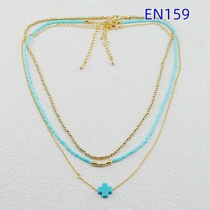 

VKVVA Fashion Jewelry Multi-color Cross Necklace 3pcs for One Set Suitable for Daily Layered Wearing