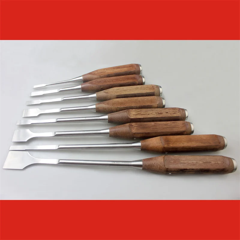 

Medical ultra-thin flat bone chisel wooden handle square bone chisel thin blade flat bone knife acetabular knee joint pressure o