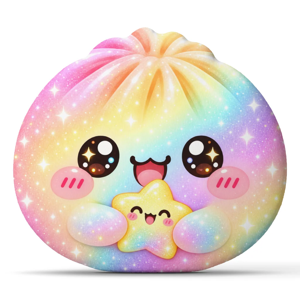 Cute Rainbow Bun Shaped Throw Pillow Kawaii Star Cushion Stuffed Decorative Pillow for Sofa Bedroom Nursery Home Decor Gift