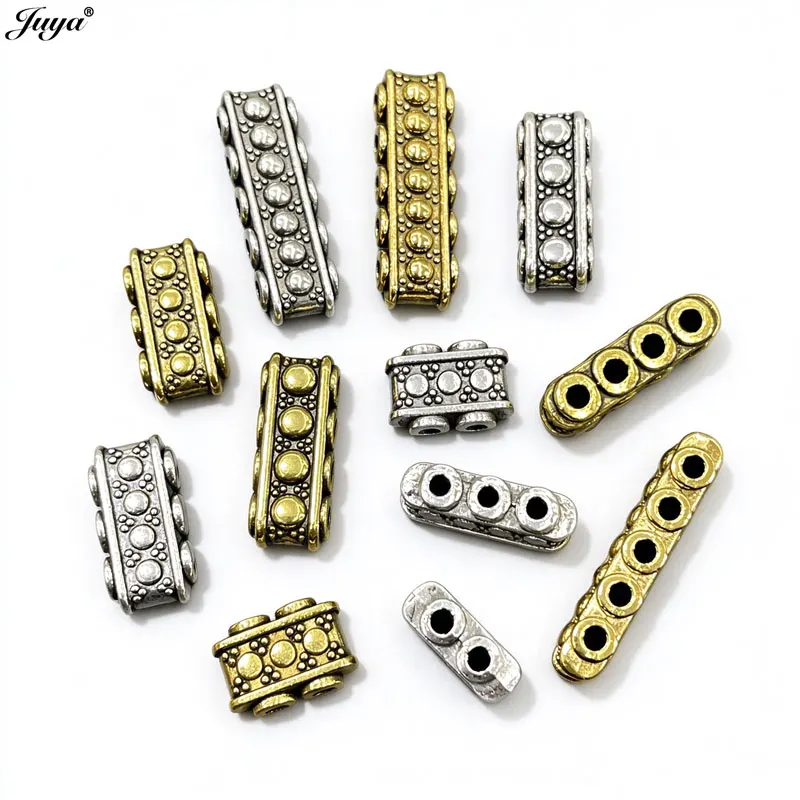 JUYA 10pcs Antique Gold Silver Alloy Spacer Bars,2-5 Holes Separator Connectors For DIY Beadwork Jewelry Making Accessories