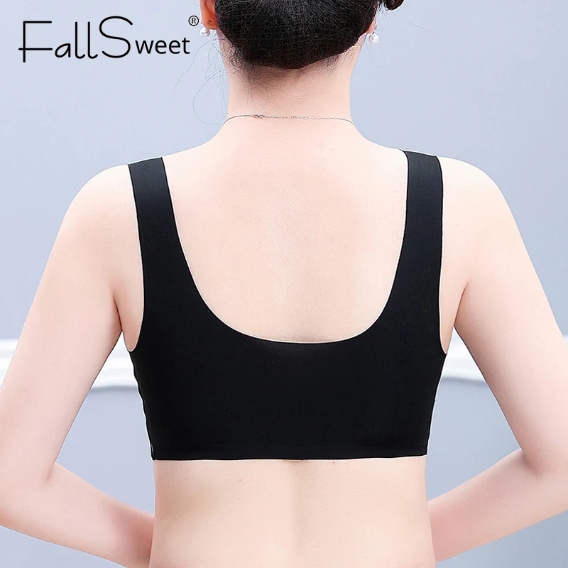 FallSweet Front Closure Bra for Woman Large Size Push Up Bra Wireless Brassiere Comfort Breathable Bralette Mother Underwear image 4