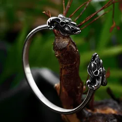 BEIER 2023 New Unique Design  Stainless Steel Skull Goat Bangle Men's Cuff Bracelet Animal Bangle Punk Biker Jewelry Accessories