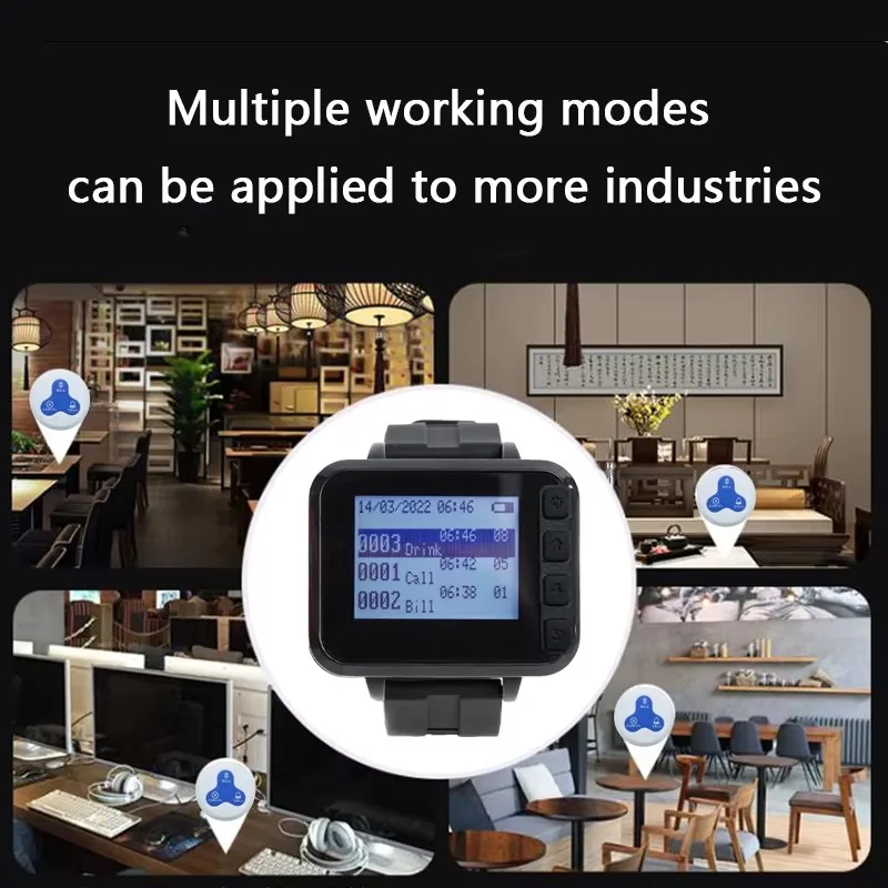 Cercapersone da polso per orologio con sistema di chiamata wireless per ristorante di alta qualità con campanello di vibrazione per cicalino da tavolo impermeabile da 10 pezzi a 3 tasti