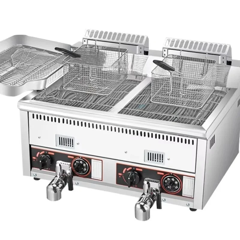 12L+12L Hot Selling Potato Chips Chicken  Deep Fryer  Commercial  Propane Gas Cooker CE Certified In Stock For Catering Fast Now