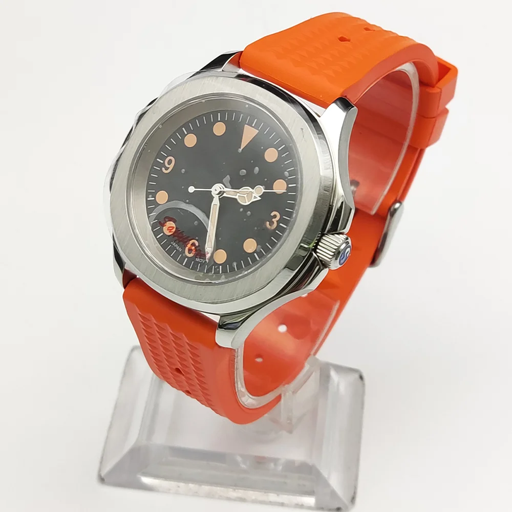 Montres de sport décontractées pour hommes, poignée à vis étanche, bracelet en silicone, boîtier en acier inoxydable, saphir, montres à la mode