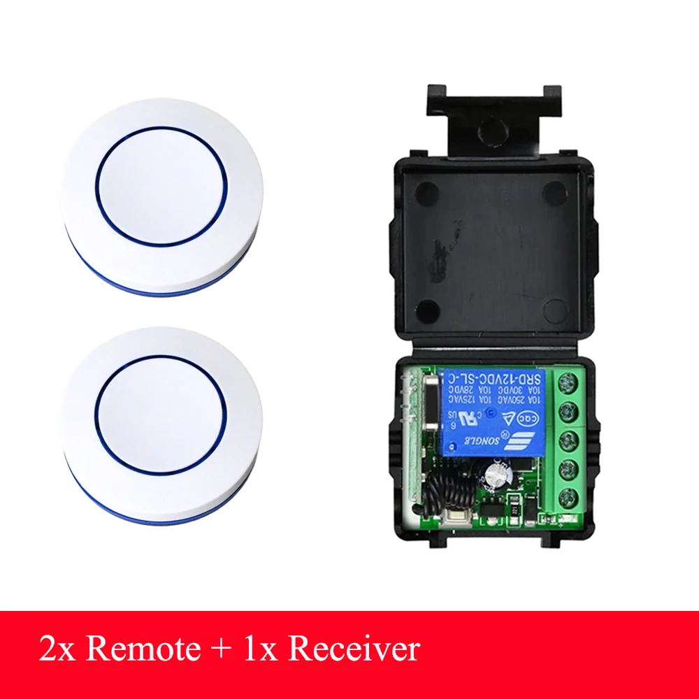 433Mhz Runder Knopf DC 6V 9V 12V 24V RF Relaismodul Fernbedienungsschalter Wireless-Kit für LED-Lampe Glühbirne Tor Tür Ventilator
