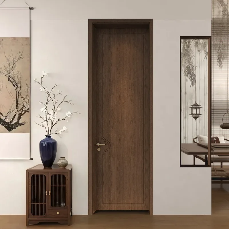 

Solid wood bedroom door, room log new Chinese style, North American Ou Song indoor swing door
