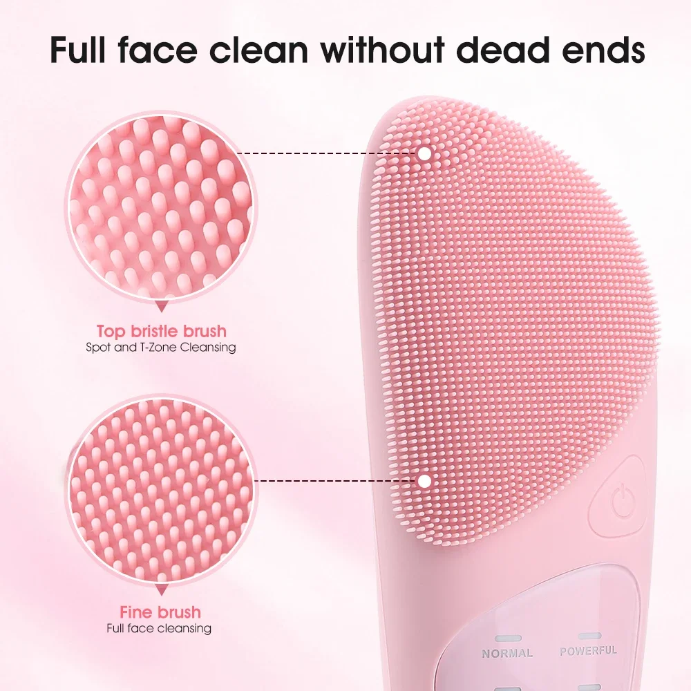 Silicone Electric Facial Cleansing Brush with 4 Cleansing Modes IPX7 Deep Cleaning Face Exfoliating Eyes Face Vibration Massager
