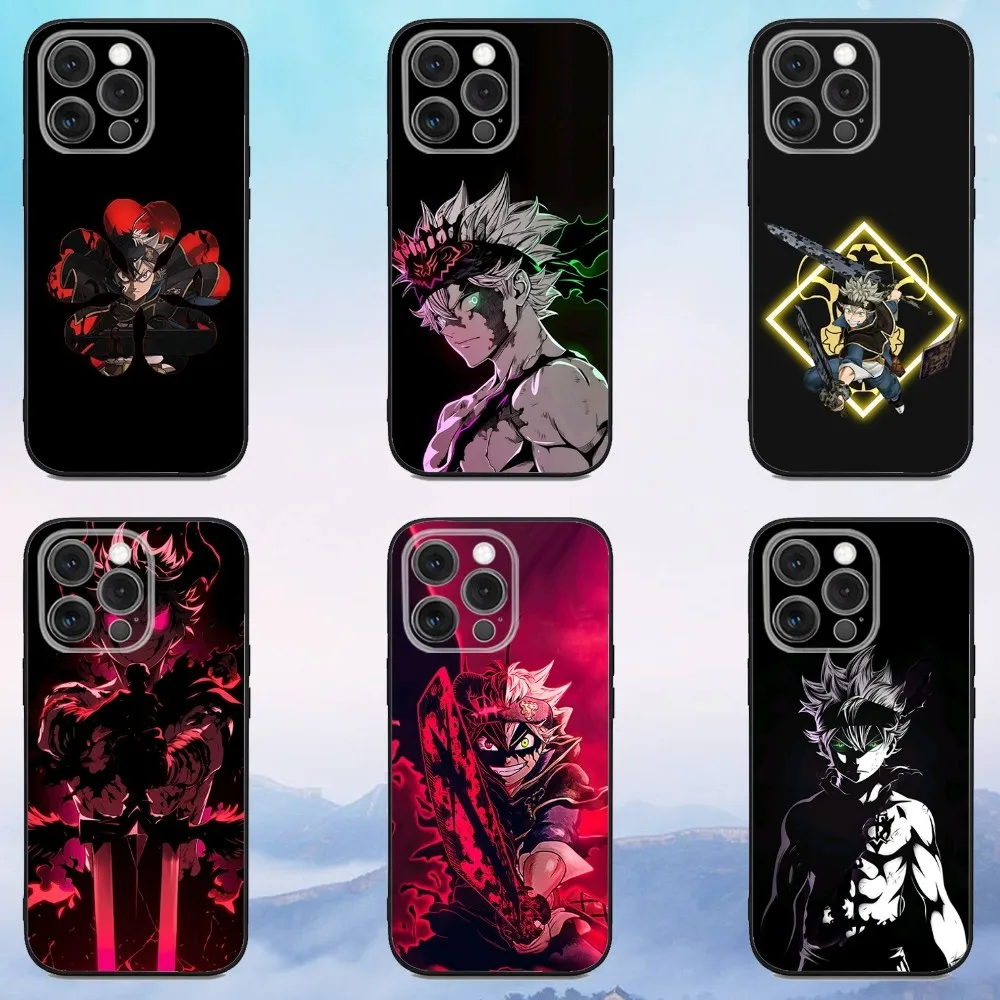 

B-Black Clover A-Asta Phone Case For iPhone 16e,16,15,14,13,12,11,Pro,X,XS,Max,XR,Plus,Mini Soft Black Cover