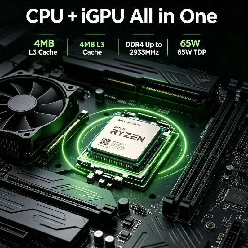 R3 3200G Desktop APU Socket AM4 3.6GHz Base Frequency 4 Cores 65W Low Power Processor Support DDR4 For Mini PC Build