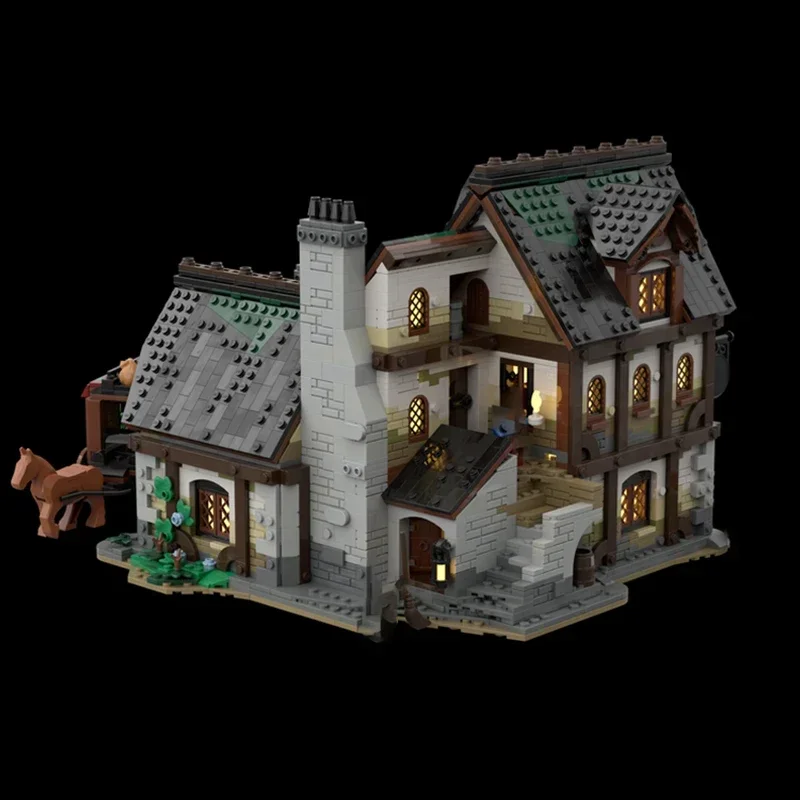 Bloques de construcción de modelo de Castillo Medieval, Moc, tecnología de taberna Medieval, bloques modulares, regalos de Navidad, juegos de bricolaje, ensamblaje