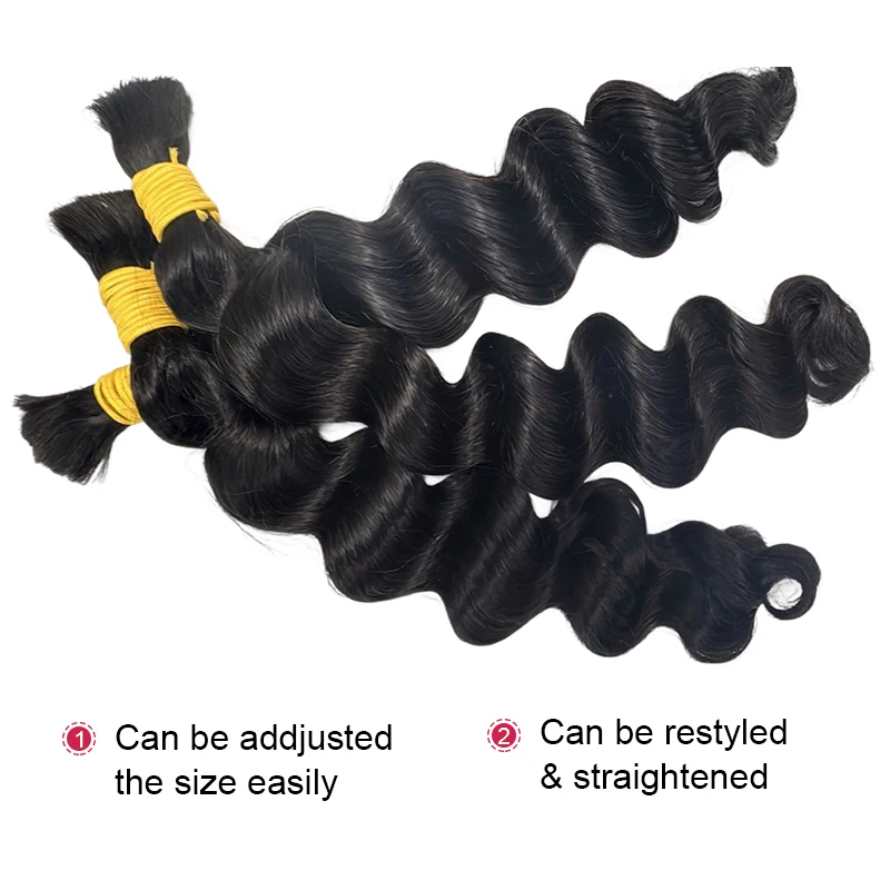 หลวมลึก Braiding Hair สําหรับ Boho Braids 16-26 นิ้ว 100G บราซิล Body Wave Bulk Human Hair Extensions สีดําธรรมชาติ Col