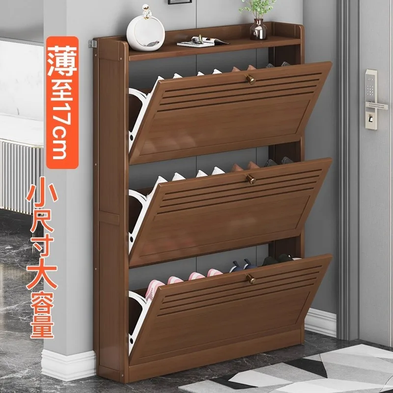 Large capacity bamboo eco-friendly storage shoe rack, deep brown color