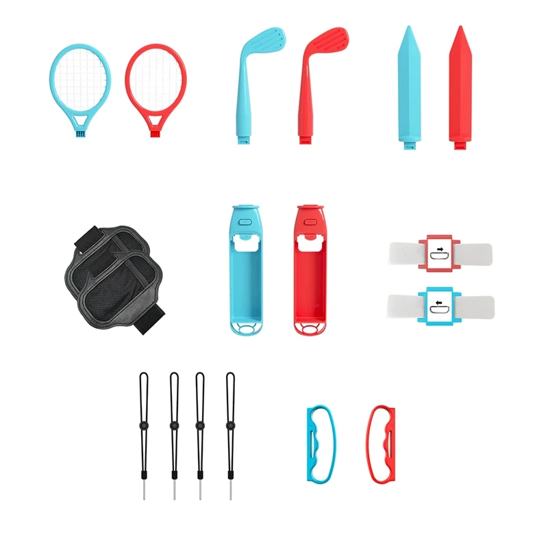 

For Switch OLED 18-In-1 Sports Control Joy-Con Wristband Tennis Fitness Leg Strap Sword Game Switch OLED Accessories