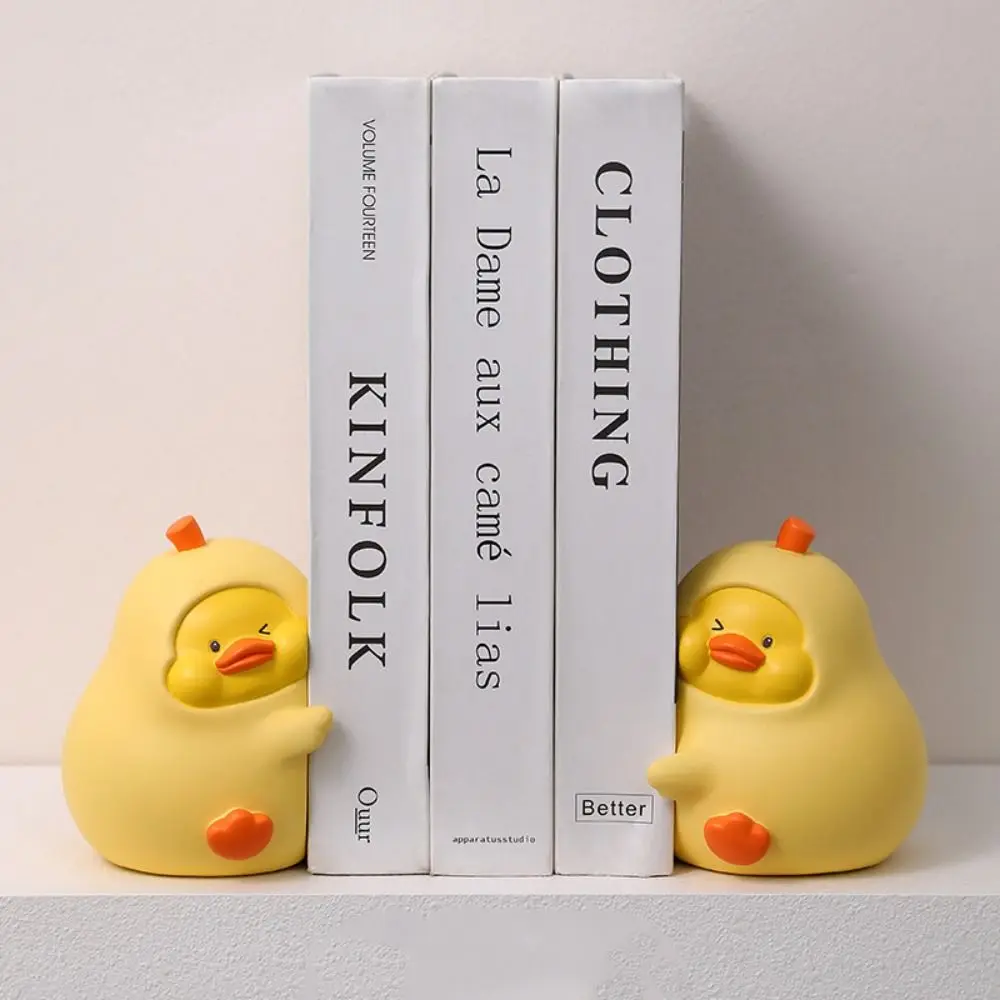 2pcs Micro Landscape Resin Duck Shaped Book Stand Cute Creative Book Holder Modern Multi-Functional Decorative Bookends Home