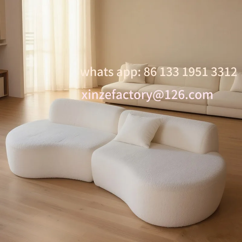 

Customizable Compression Vacuum Roll Shaping Cotton Curved Sofa Cream Wind Living Room Lamb Fleece Moon Cashew Sofa