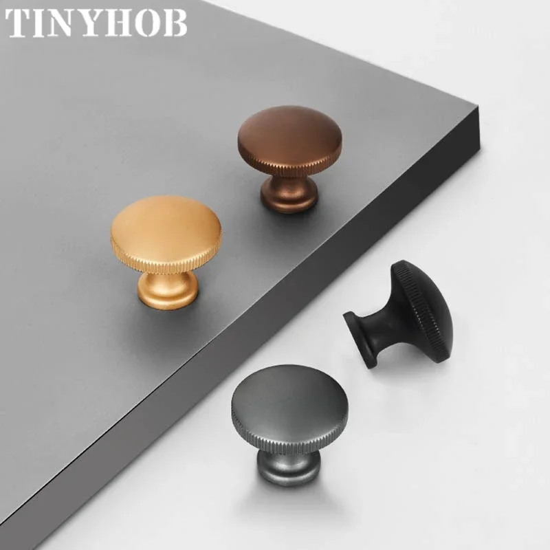 Aluminum Alloy Brown Handle Wardrobe Kitchen Cabinet Drawer Grey Solid Handle Matte non-slip Furniture Handle Hardware