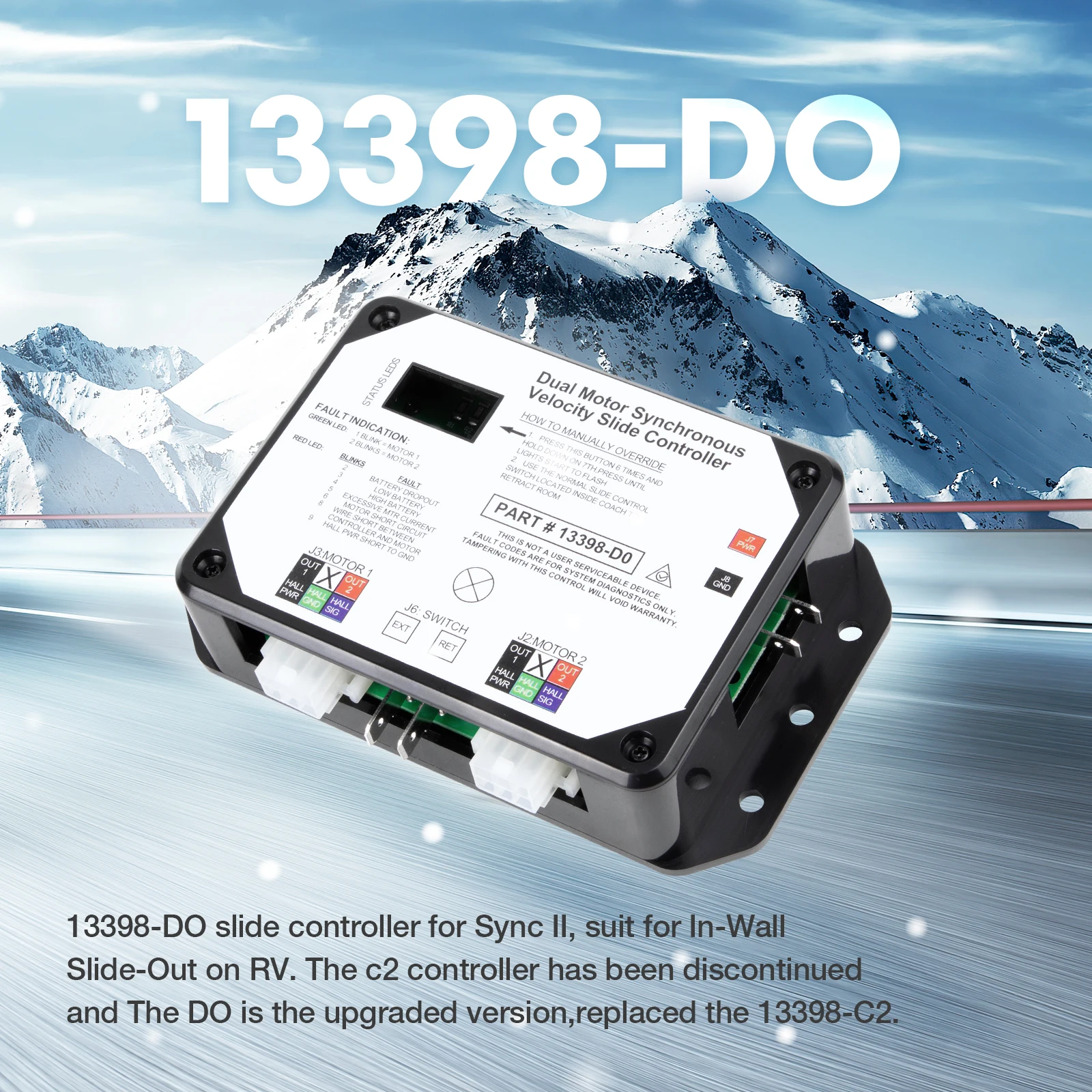 

13398-D0 Dual Motor Synchronous Velocity Slide Controller For Lippert RV In-Wall Slide-Out Motor Control Controller V-Sync II