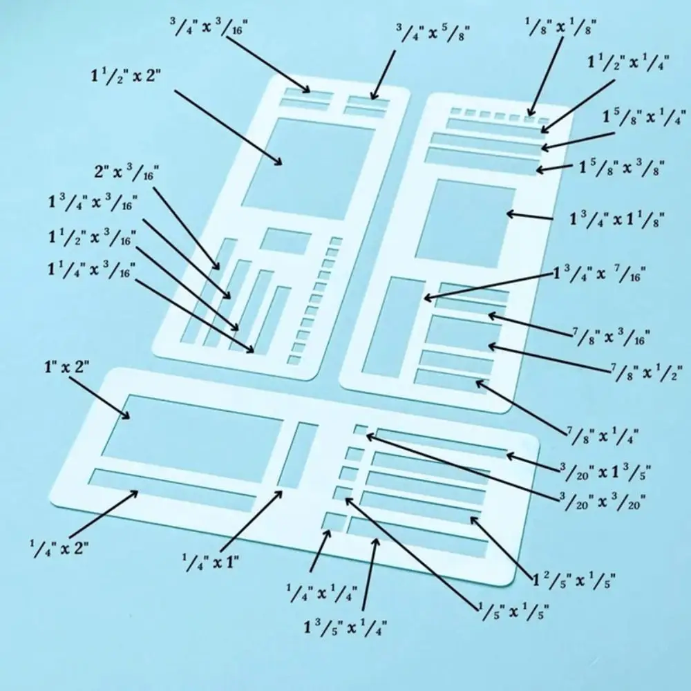 3pcs Durable Dot Grid Design Handmade Flexible Record Template DIY Scrapbook Journal Rectangle Stencil Ruler Set Stencil Ruler