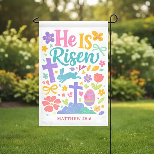 Easter He Is Risen Christian House Flag Religious Spring Garden UUI GGX