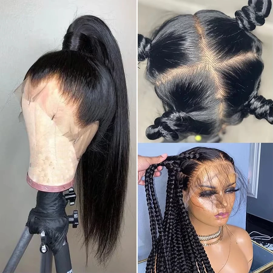 40 นิ้ว 360 ลูกไม้ตรงผมมนุษย์ Wigs 13x6 ความหนาแน่น 220 HD โปร่งใสลูกไม้ด้านหน้าวิกผมผมมนุษย์บราซิล Remy วิกผม