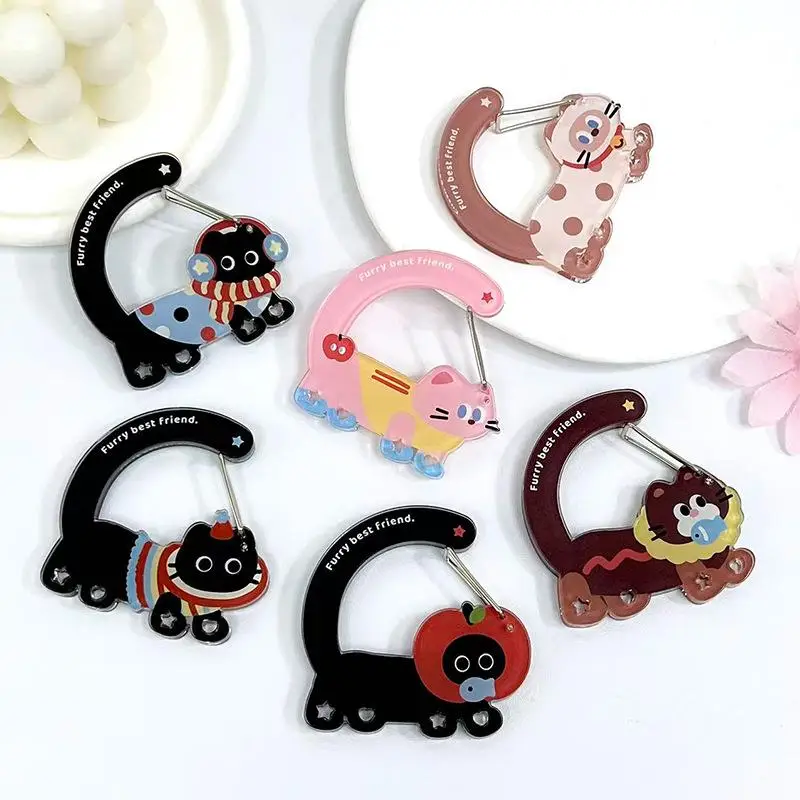 Neuer 1-teiliger Cartoon-Katzen-Karabiner aus Acryl, geformter Taschenanhänger, niedlicher Tier-Rucksack-Charm, ästhetisches Kletterhaken-Accessoire für Mädchen