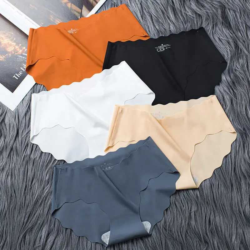 Summer Women's Sexy Panties Underwear Ice Silk Seamless Ruffle Female Briefs Underpants Sports Breathable Soft Intimate Lingerie
