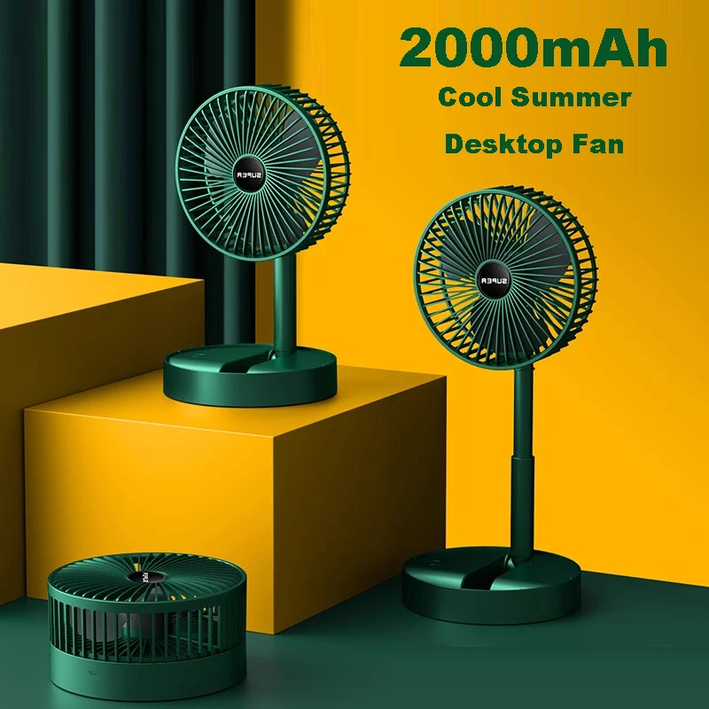 

USB Desk Fan 3 Speed Adjustable Desktop Table Fan with Strong Wind Quiet Operation Kipas USB Rechageable Oscillating Desk Fan