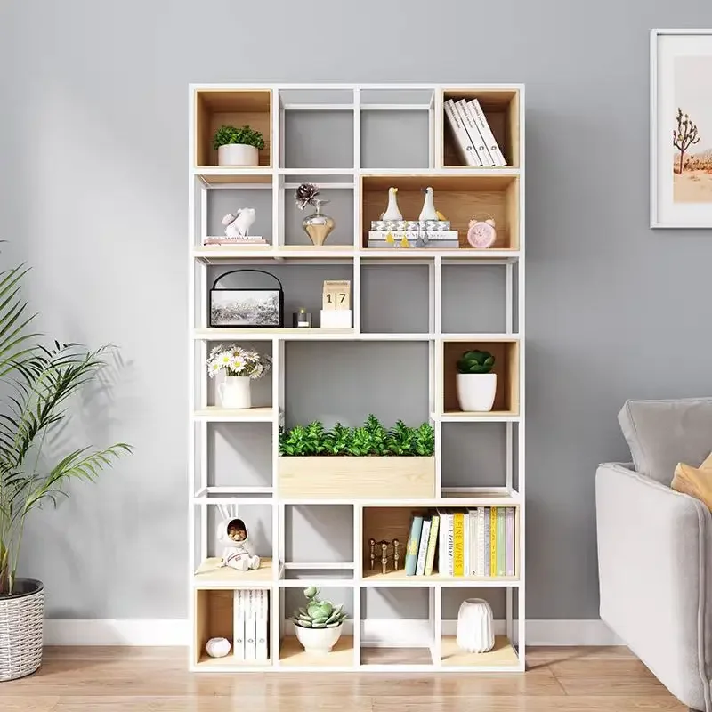 Office screen living room display multi-layer storage rack Bogu rack light luxury wrought iron partition wall floor rack