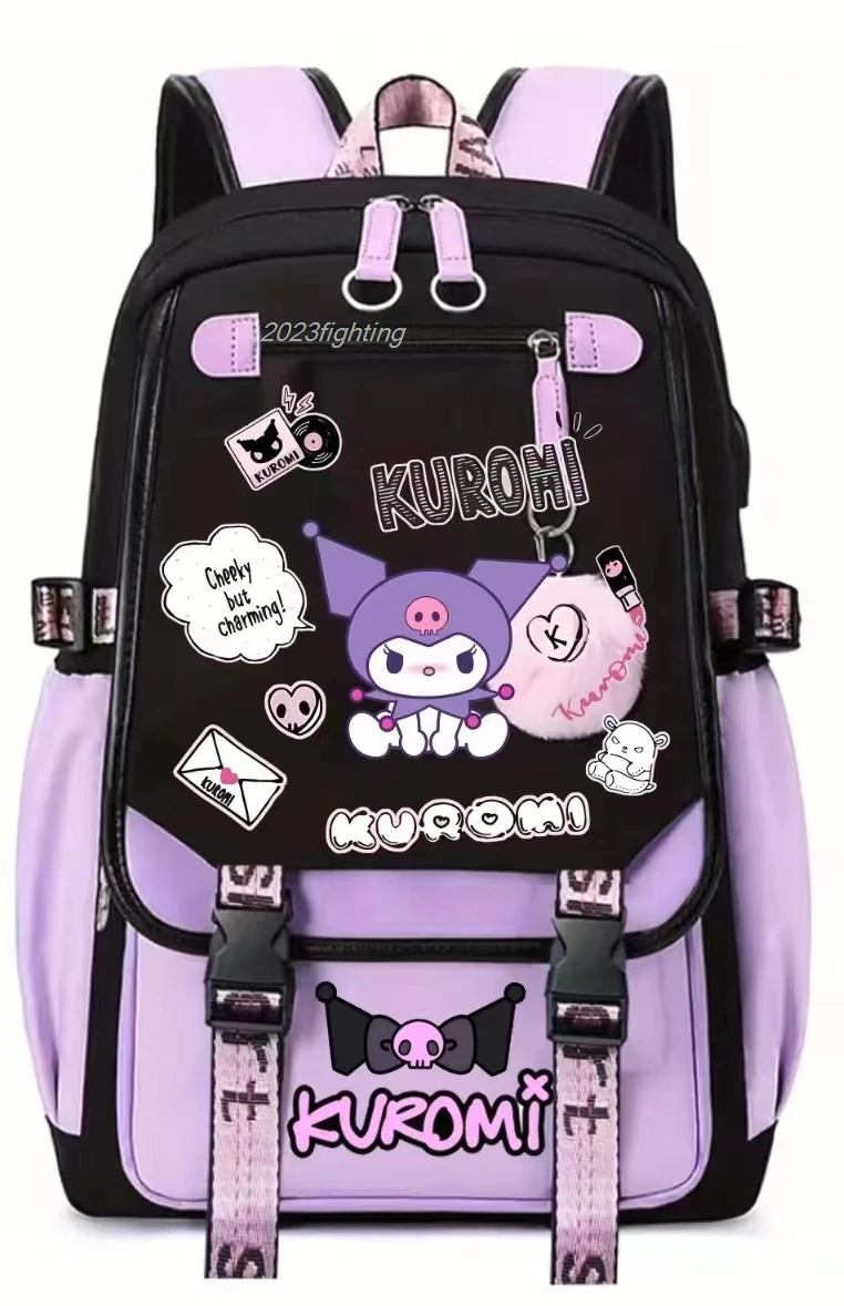 Interrupteur sac à dos Kuromi Melody Cosplay, sac d'école unisexe pour étudiants, cartable Patchwork Cartoon, ordinateur portable, voyage en plein air