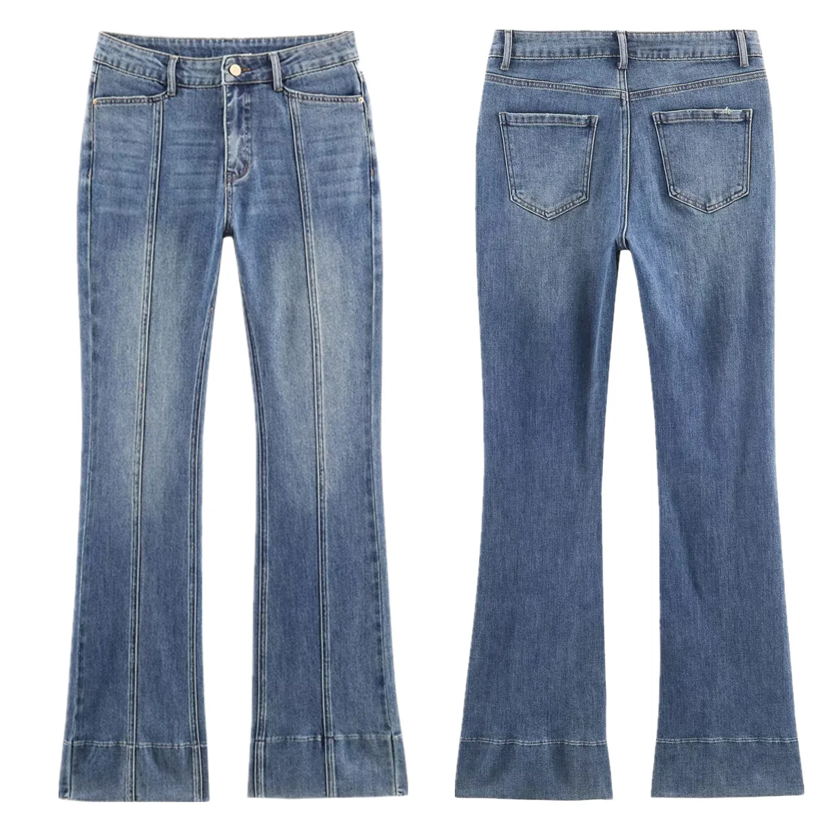 

Maxdutti Nordic Minimalist Mid Rise Jeans With Slim Fit Flared Jeans Women's jeans Elegant Blue Women's Denim Pants Woman Clothe