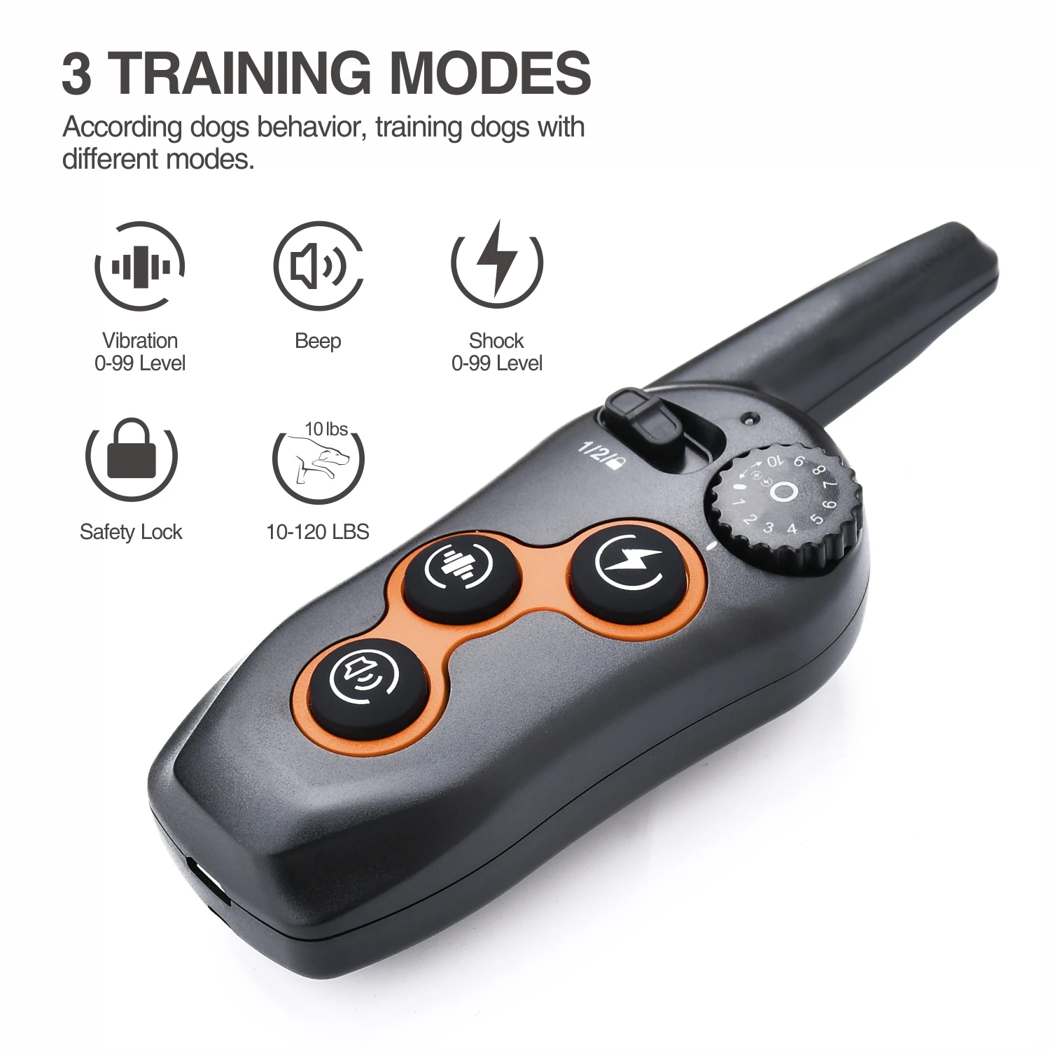 Remote Training Dog Collar, Electric Shock, Waterproof, Rechargeable, Bark Control, 400m, 2 Dogs