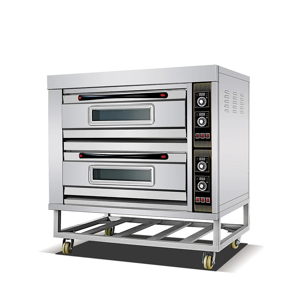 Commercial stainless steel removable  Large bakery pizza kitchen equipment 2-Deck 4-Tray electric oven