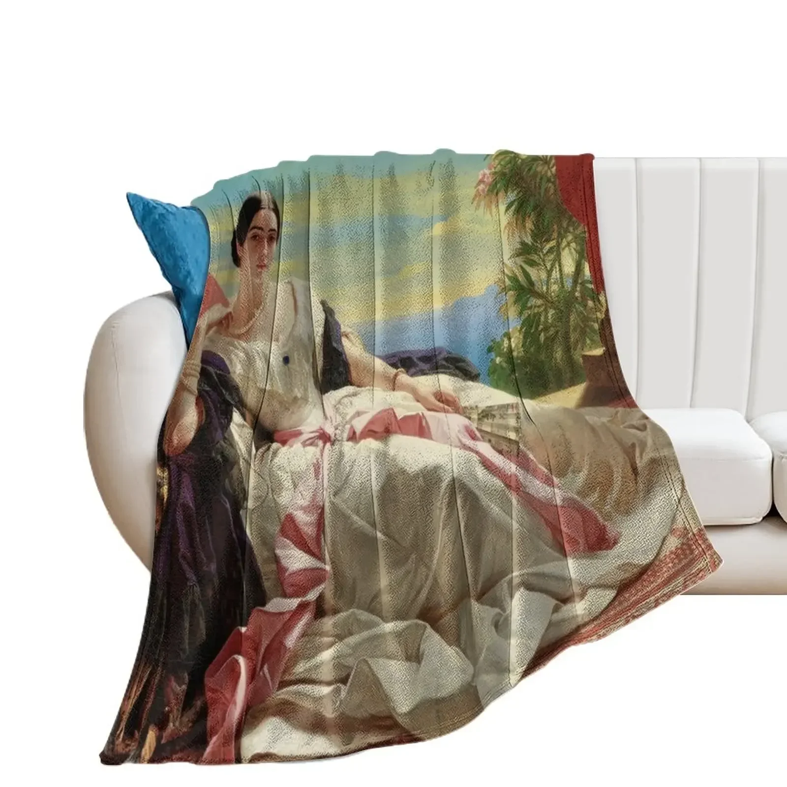 Leonilla, Princess of Sayn-Wittgenstein-Sayn - Franz Xaver Winterhalter Throw Blanket Retros Warm Blankets