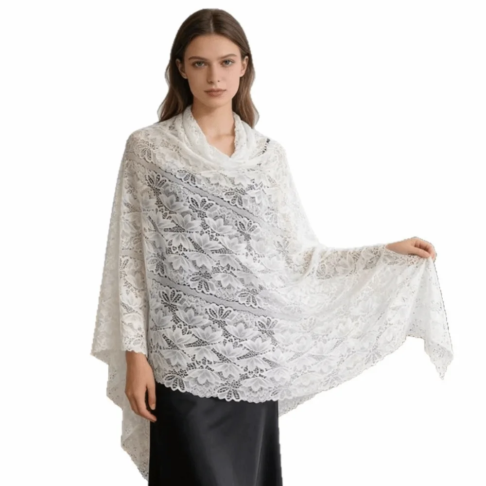 

Solid Color Shawls and Wraps with Rhinestones Soft Sparkly Lace Shawl Thin Breathable Formal Sheer Wedding Wraps