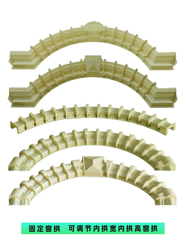 قالب نافذة مقوس للفيلا، عمود روماني، حاشية نصف دائرية، عمود منحني، حافة نافذة مزخرفة