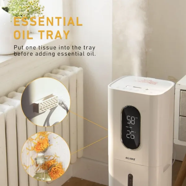 Humidifiers for Bedroom Large Room, AILINKE 8L Large Ultrasonic Top Fill Humidifier with 3 Speed Humidistat for Baby Kids Adults
