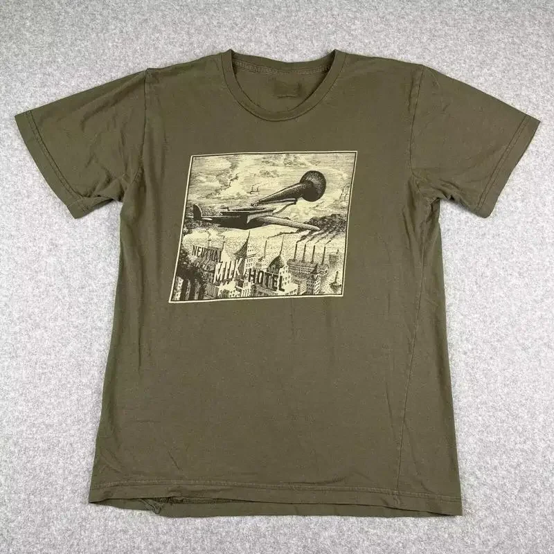 Camiseta Neutral Milk Hotel, avión verde sobre el mar, talla completa S 5XL