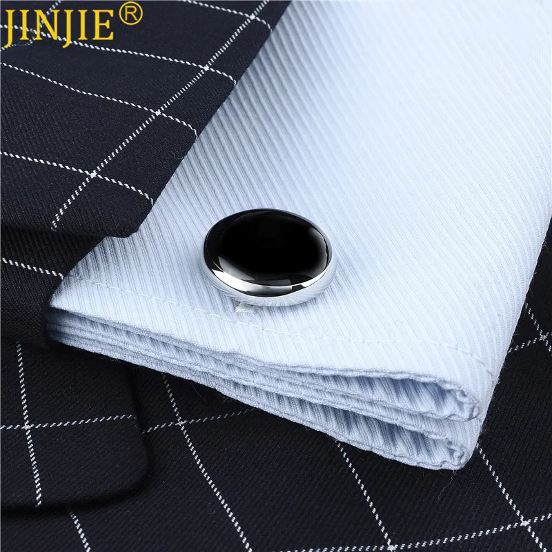 Black Onyx Cufflinks Set with 4 Shirt Stud for Mens Wedding Gifts Brand Button High Quality Classic Luxury Business Cufflinks