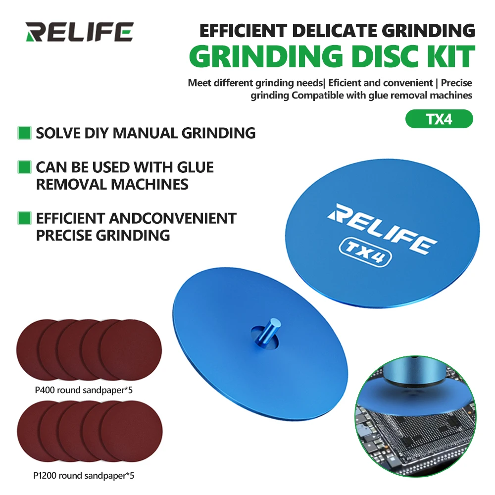 RELIFE TX4 Grinding Disc Set for Frame Repair Oxide Layer Removal CPU Solder Paste Removal Blade Sharpening Tweezers Tools