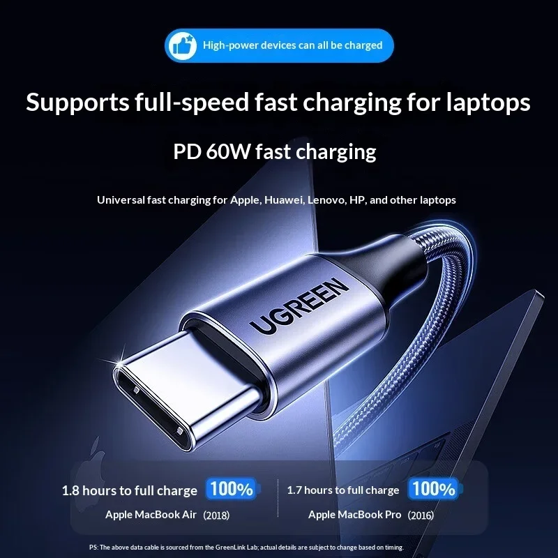 UGREEN US326 2 in 1 USB C Cable 1m PD 60W Type C Micro USB Fast Charging for iPhone Android Phone