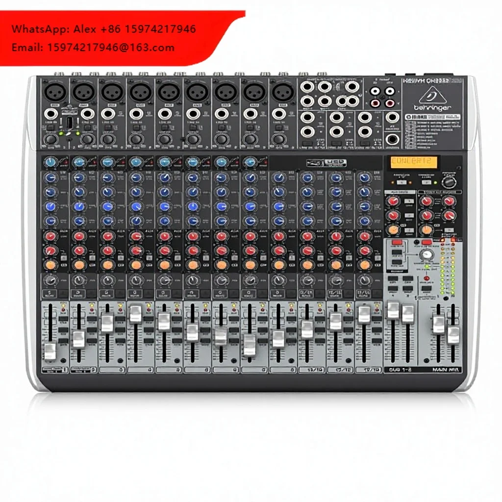 

Behringer XENYX QX2222USB Premium 22-Input 2/2-Bus Mixer Mic Preamps Compressors Klark Teknik Multi-FX Processor Wireless Option