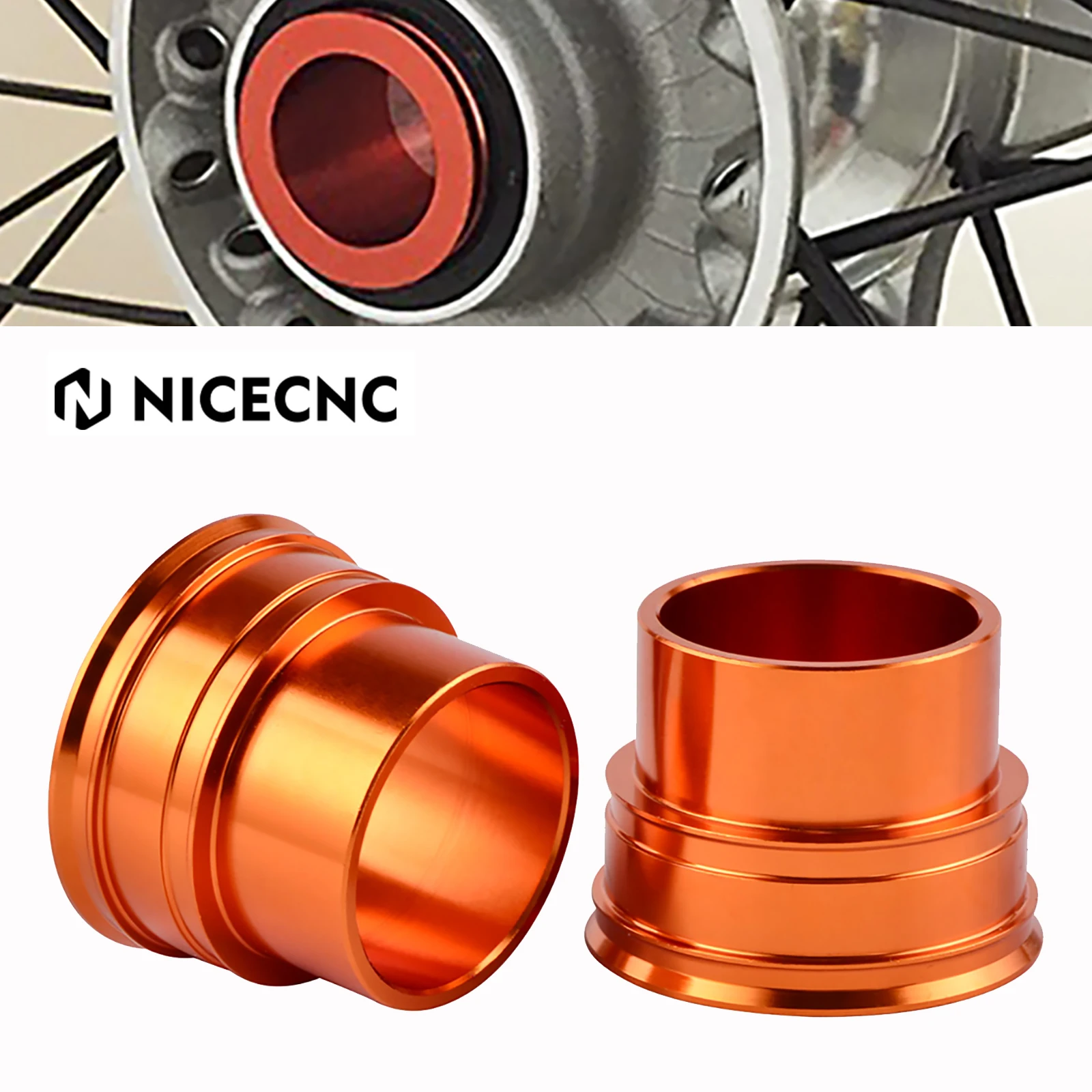 

NICECNC Front Wheel Hub Spacers Collars For KTM 125 250 350 450 525 530 SX SXF XCF EXC EXCF EXCW XCW SMR 690 Duke Enduro 03-2016