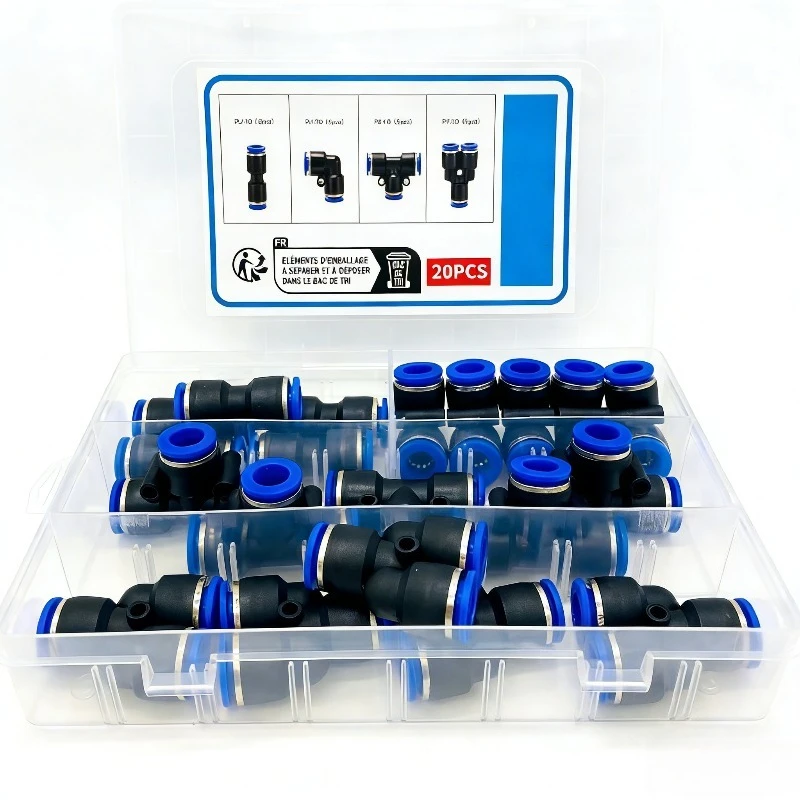 20 PCS 10mm quick pneumatic connector accessories distributor, elbow, straight head, tee