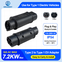 Kolanky EV Charger Adaptor Type 2 To Type 1 7.2KW Charging For SAE J1772 US Electric Vehicle PHEV Hybrid Cars Socket