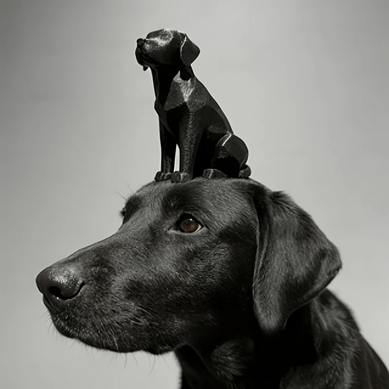 Sculpture de chiot géométrique sectionnée imprimée en 3D, décoration de bureau minimaliste noir et blanc, artisanat créatif de chien, maison