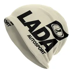 Lada Autosport With Flag Logo (black) Warm Knitted Cap Hip Hop Bonnet Hat Autumn Winter Outdoor Beanies Hats for Men Women Adult
