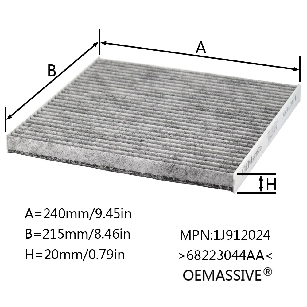 2x Car Pollen Cabin Air Conditioning Filter Activated Carbon 68223044AA K68223044AA For Jeep Cherokee KL 2016 2017 2018 2019