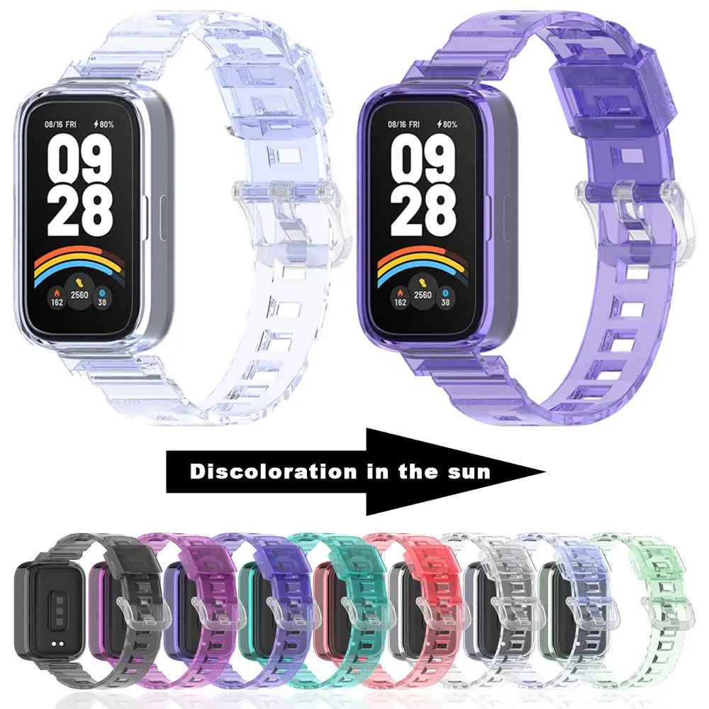 حزام ساعة لـ Redmi Band 2/3 سوار المعصم SmartWatch Watchband بدوره اللون في أشعة الشمس لـ Xiaomi Band 8/9 Active