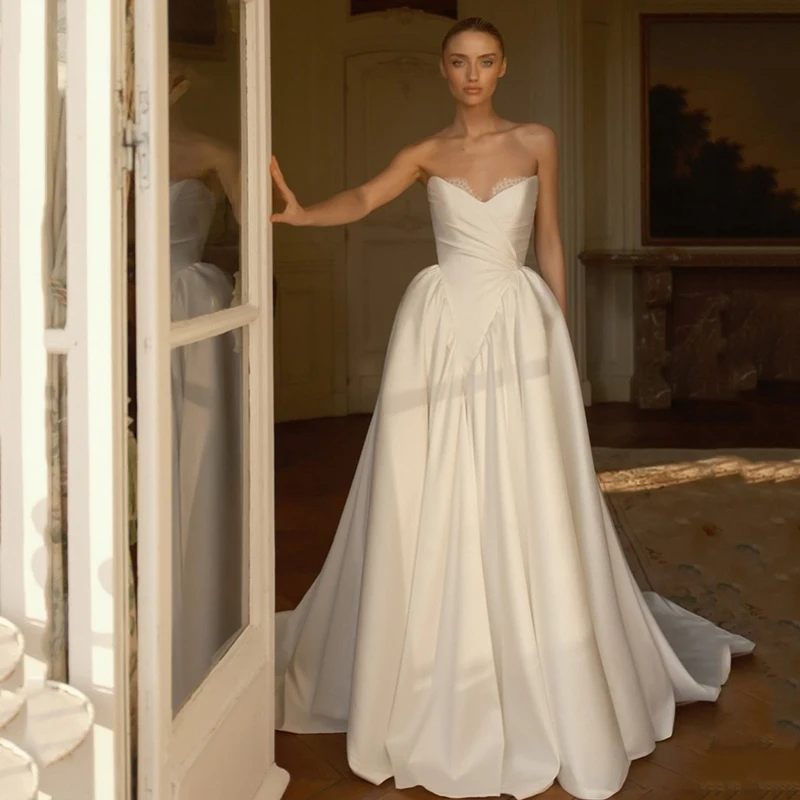 

Eightree 2026 Lace A-Line Wedding Dresses Princess Sweetheart Evening Wedding Ball Gown Women Satin Bridal Prom Dress Customized